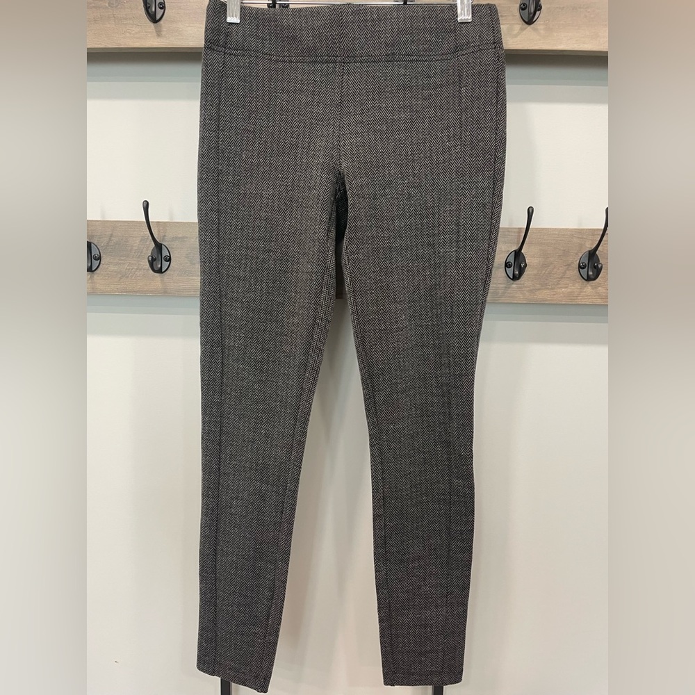 Tailored Gray Houndstooth Pull-On Ponte Pants